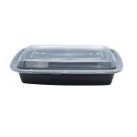 Σκεύος Παραλληλόγραμμο Μicro Μαύρο Μ31 750ml Με Καπάκι 50τμχ